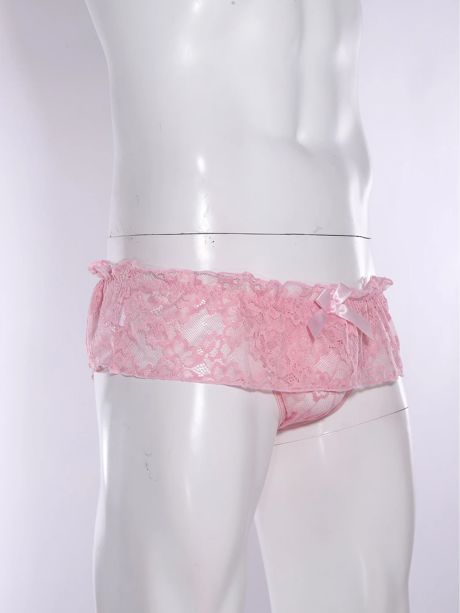 Men's Ruffled Lace Trim Cutout Crotch/Normal Crotch Panties