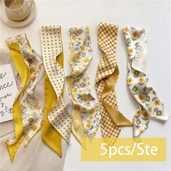 5pcs/set Series Silk Satin Scarf Women Cloth Hair Bands Headdress Accessories Lady…