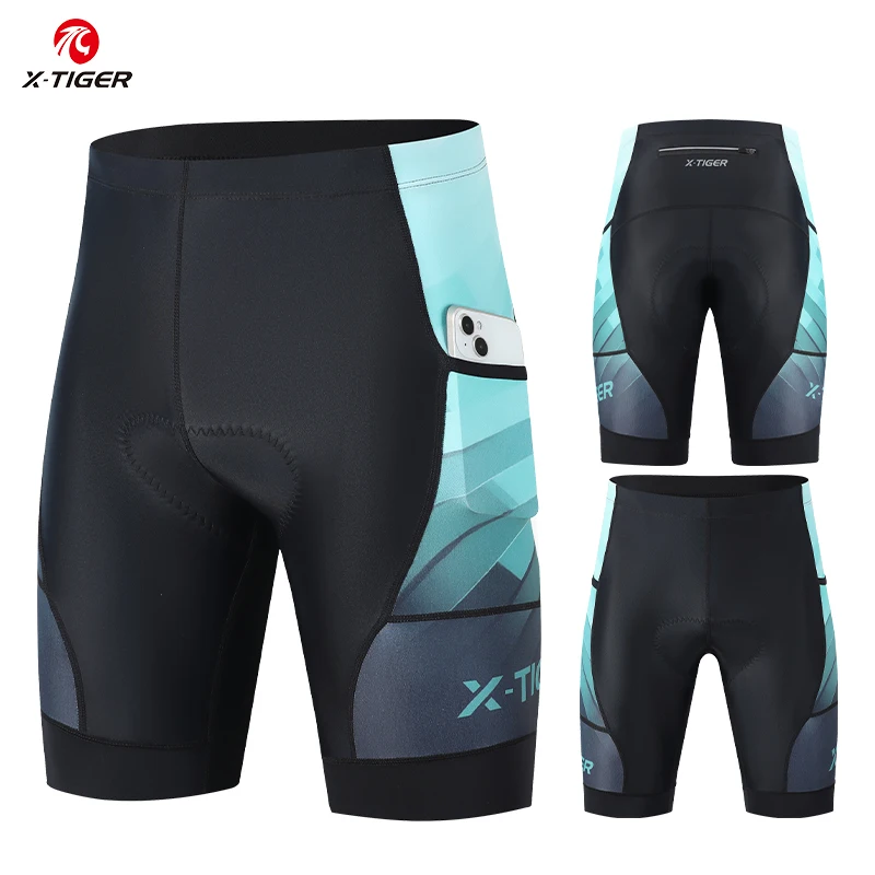 X-TIGER 2024 New Cycling Shorts Three Pocket Bike Shorts Mountain Road Cycling Men\'s Gel Pad Cycling Clothes