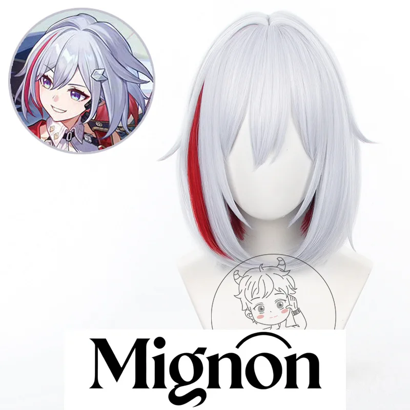 

Honkai: Star Rail Topaz Косплей Парик Имитация кожи головы Мелирование Короткие волосы Подарок на Хэллоуин