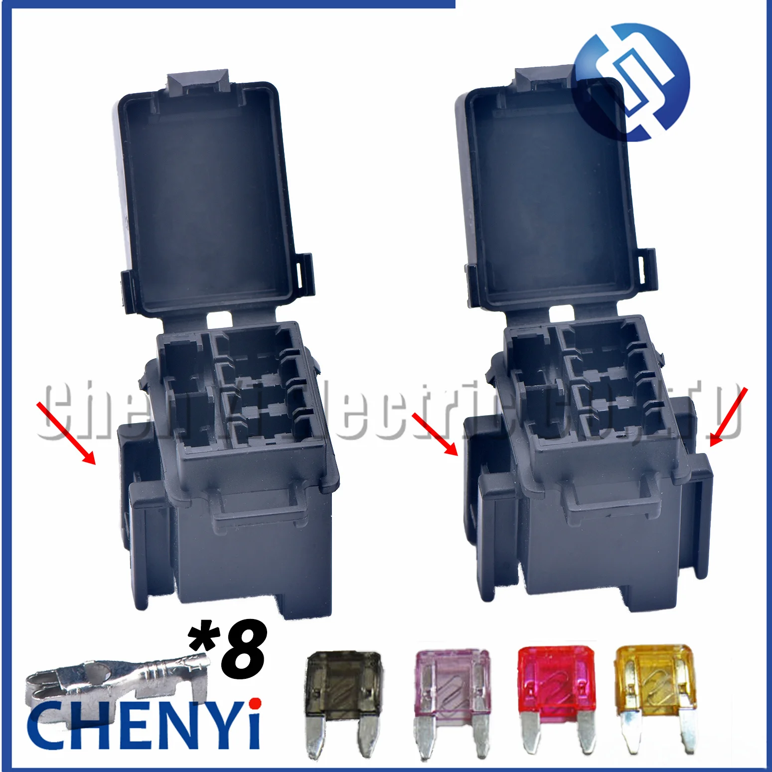 8 Pin 4 Ways Mini Blade Type Fuse Holder BX2047C-1 BX2047C-2 Micro In-line InLine Fuse Holders with terminal Pin Without Fuses