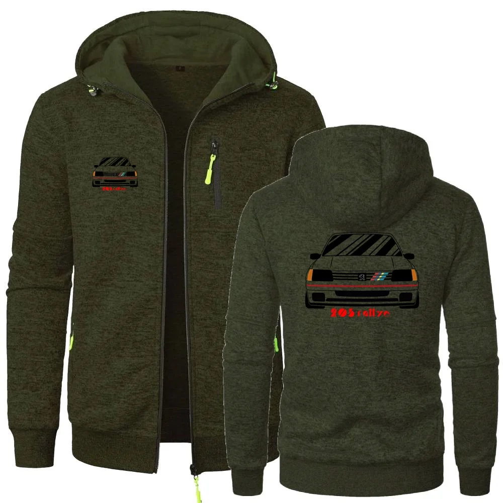 Men\'s Hoodies Retro Wrc 205 Gti CAR Rallye Racing Sweatshirts Leisure Cardigan Men Hooded Pullovers Zipper Hoodies