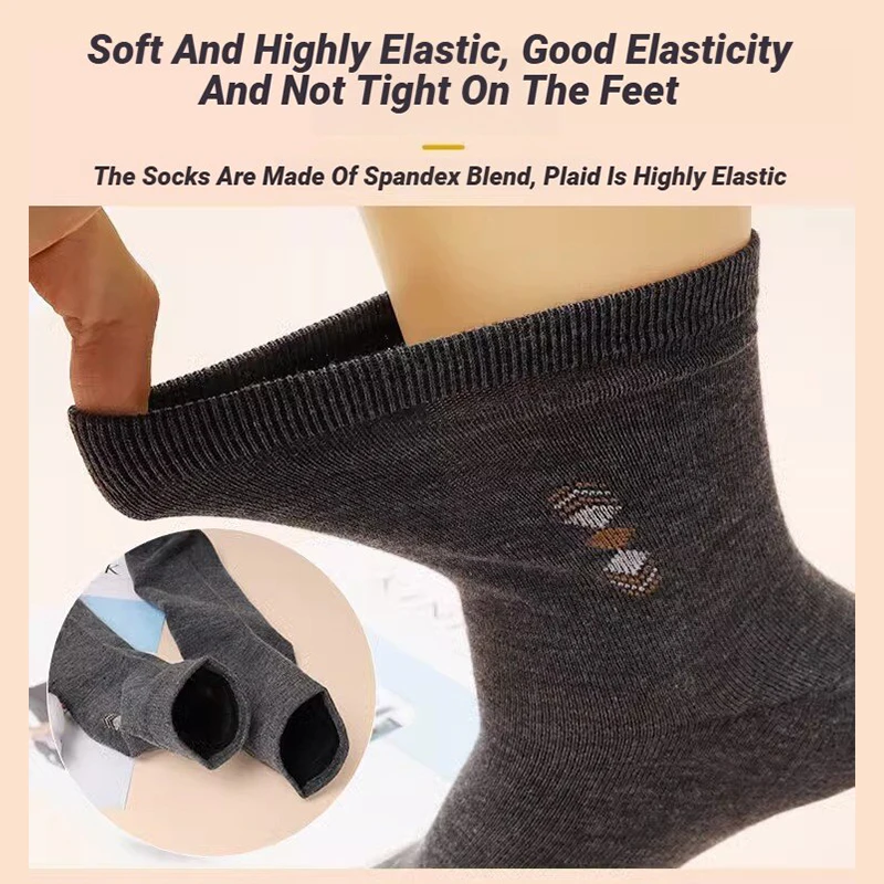 Men's Socks Casual Business Breathable Deodorant Medium Tube Elastic Antibacterial Eu38-45 Seasons Fashion Leisure Socks