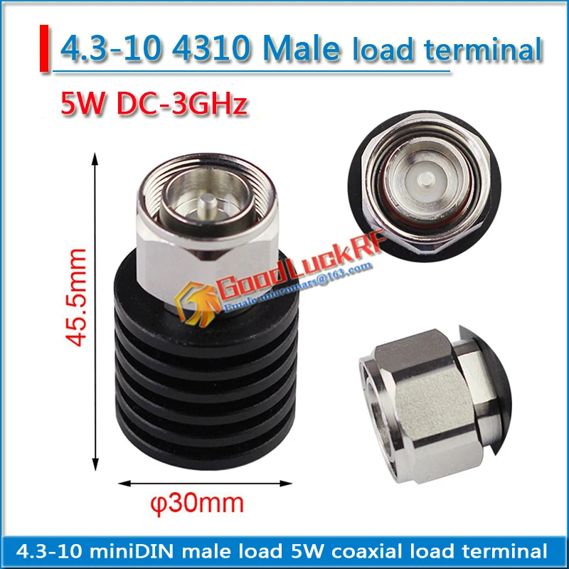 5W DC-3GHZ 4.3-10 miniDIN mini DIN 4310 Male load high-power coaxial Termination DUMMY load 50ohm heat sink low standing wave