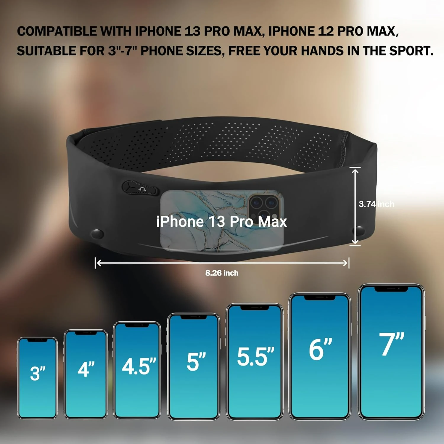 حزام جري أسود قابل للتعديل لتمارين الركض واللياقة البدنية في الماراثون، حزمة خصر خفيفة الوزن للنساء والرجال مع حامل هاتف - #3