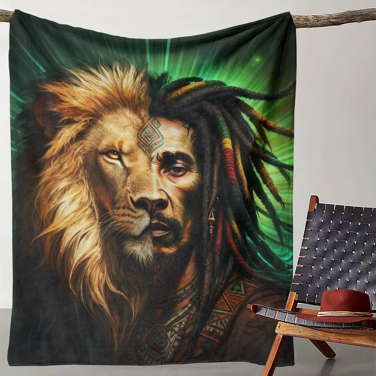 

1 Piece of Reggae Lion Soul Art Blanket Suitable for Camping, Living Rooms, Offices, Chairs, and Beds