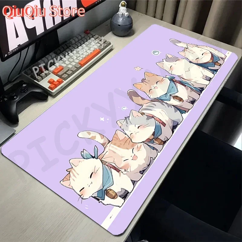 Süße Katze Familie 80x30cm XXL Lock Edge Mousepads Großes Gaming Mousepad Tastaturmatten Mauspad Beast Schreibtischunterlage als Geschenk Mauspads