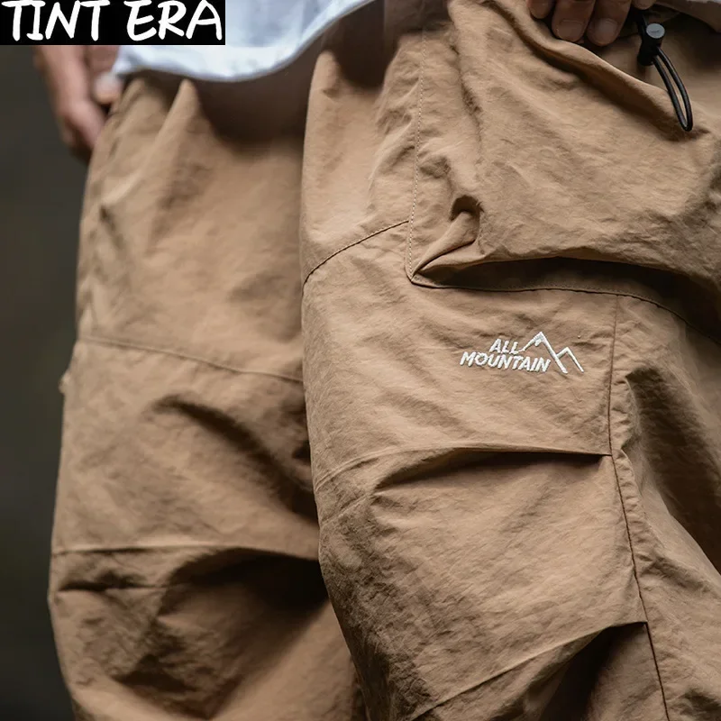 TINT ERA-pantalones Cargo de paracaídas para hombre, pantalón informal de gran tamaño para exteriores, impermeable, ropa de calle japonesa, Hip Hop