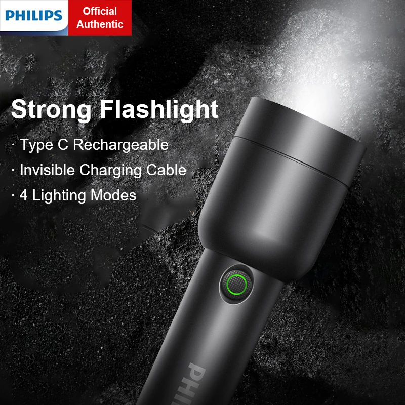 Philips Protable Flashlight Powerful Rechargeable LED Flashlights Indoor Outdoor Light Lamp for Self Defense Camping