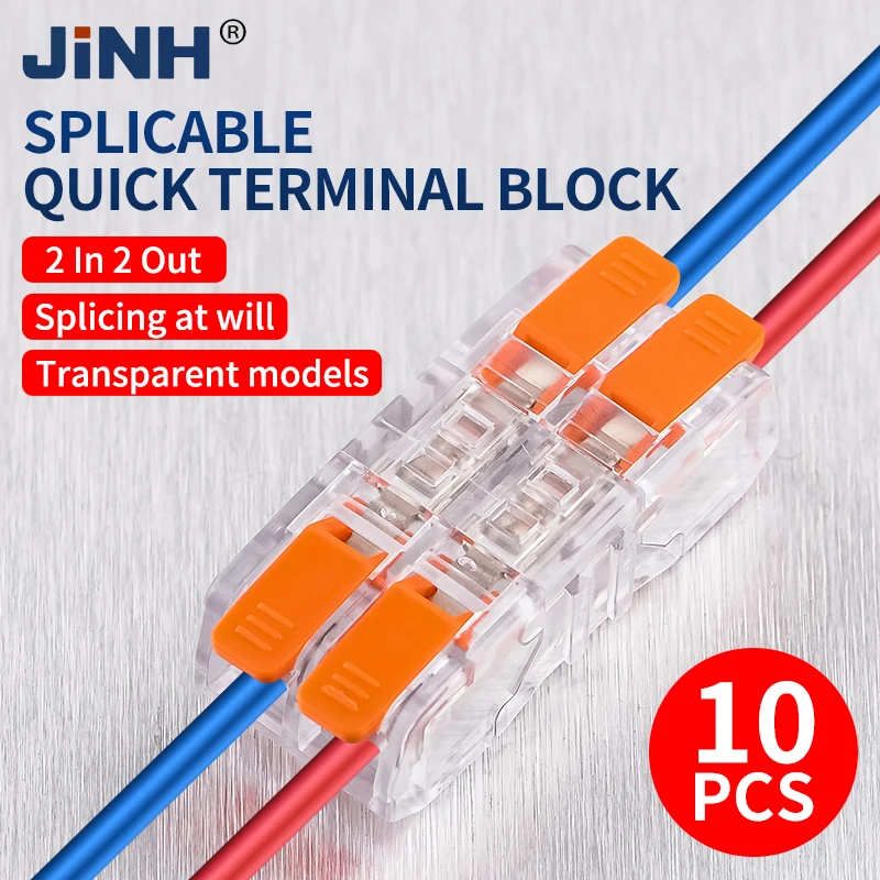 JINH 10Pcs CMK65 Quick Lever Splicing Transparently Connectors 2.5mm 1/2/3/4 In and Out Universal Fast Wiring Compact Lighting