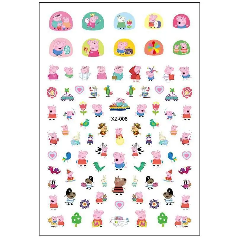 2-6pcs Peppa Pig Luminous Nail Stickers Cartoon Nail Decals Cute Fun Toy Decor Stickers for Girls, Phone Cases, Wall Stickers view 6