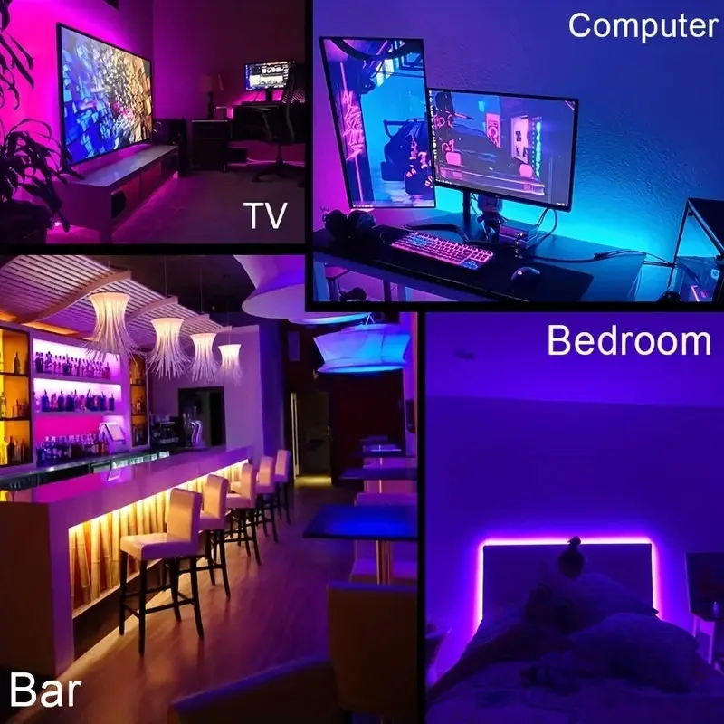5V/24V RGB LED Strip Lights Bluetooth APP Controls Music SYNC TV Backlight Atmosphere Light Strip 5-30M Lamp Tape for Room Decor