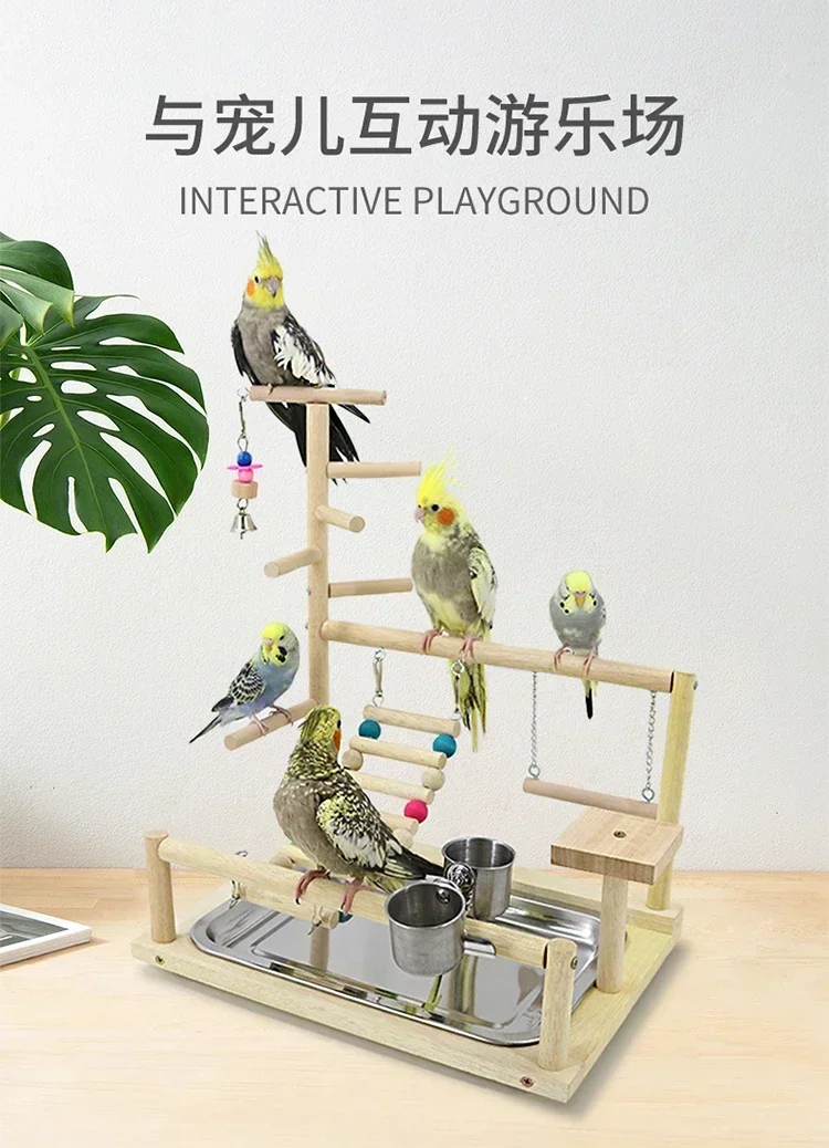 Parrot Interactive Playground, Bench Stand, Cockatoo Bird Toys, Educational Swing Supplies, Climbing Ladders