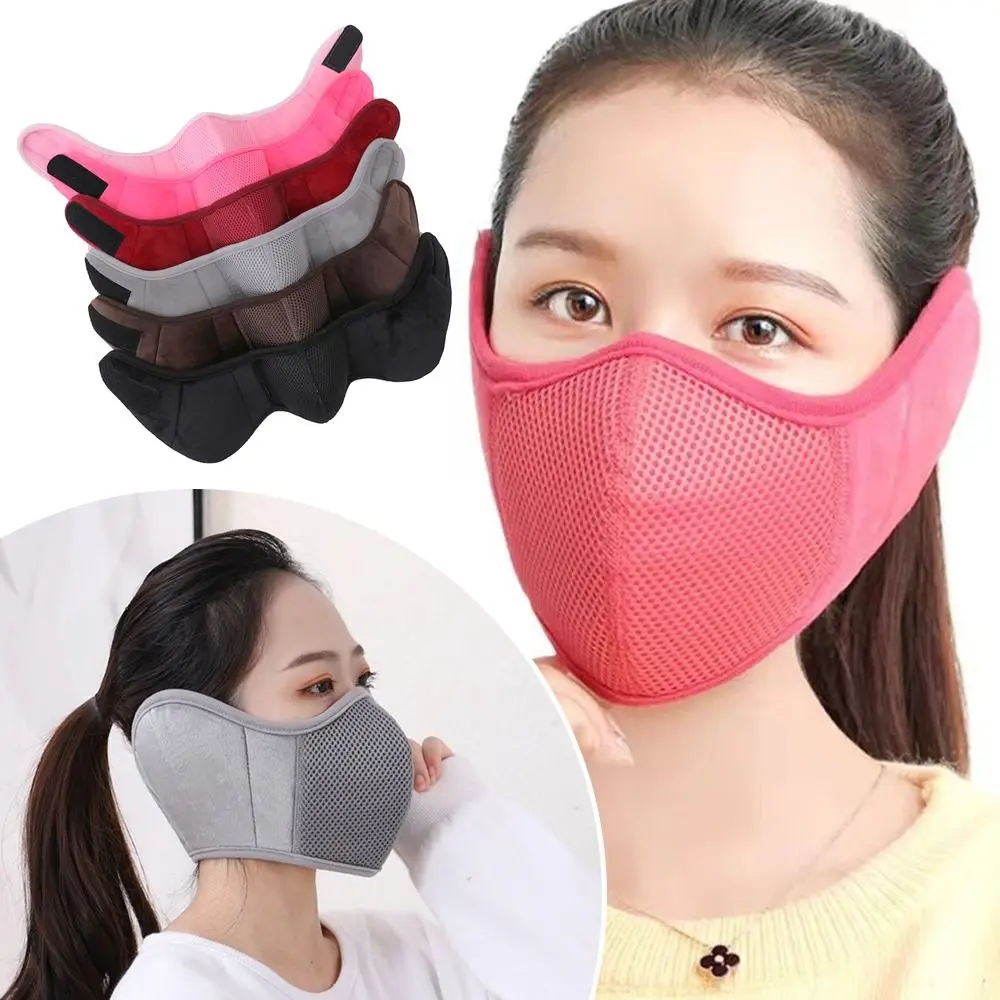 Winter Plush Thermal Earmuffs Mask Warm Windproof Fleece Winter Mask Wrap Mask Simple Cycling Earflap