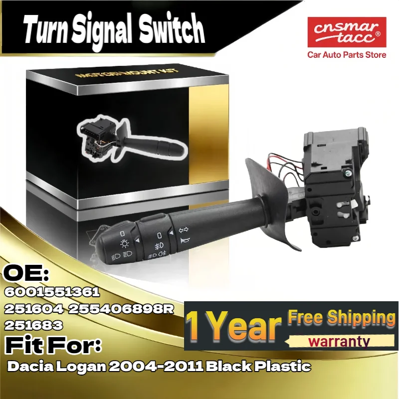 

For Dacia Logan 2004-2011 (Black Plastic) Turn Signal Switch OE 6001551361 251604 255406898R 251683