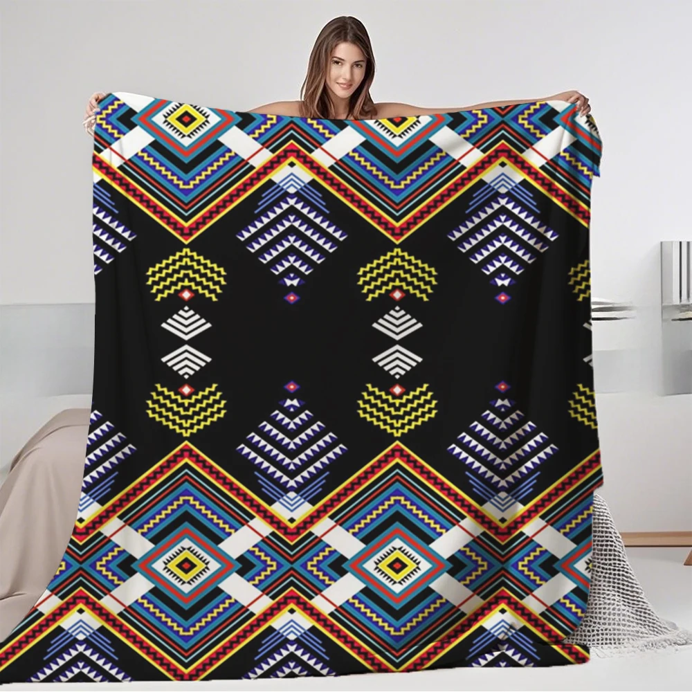 

Flannel Blanket Ethnic Geometric Seamless Pattern For Living Room Outdoor Patio Bohemian Comforter Machine-washable