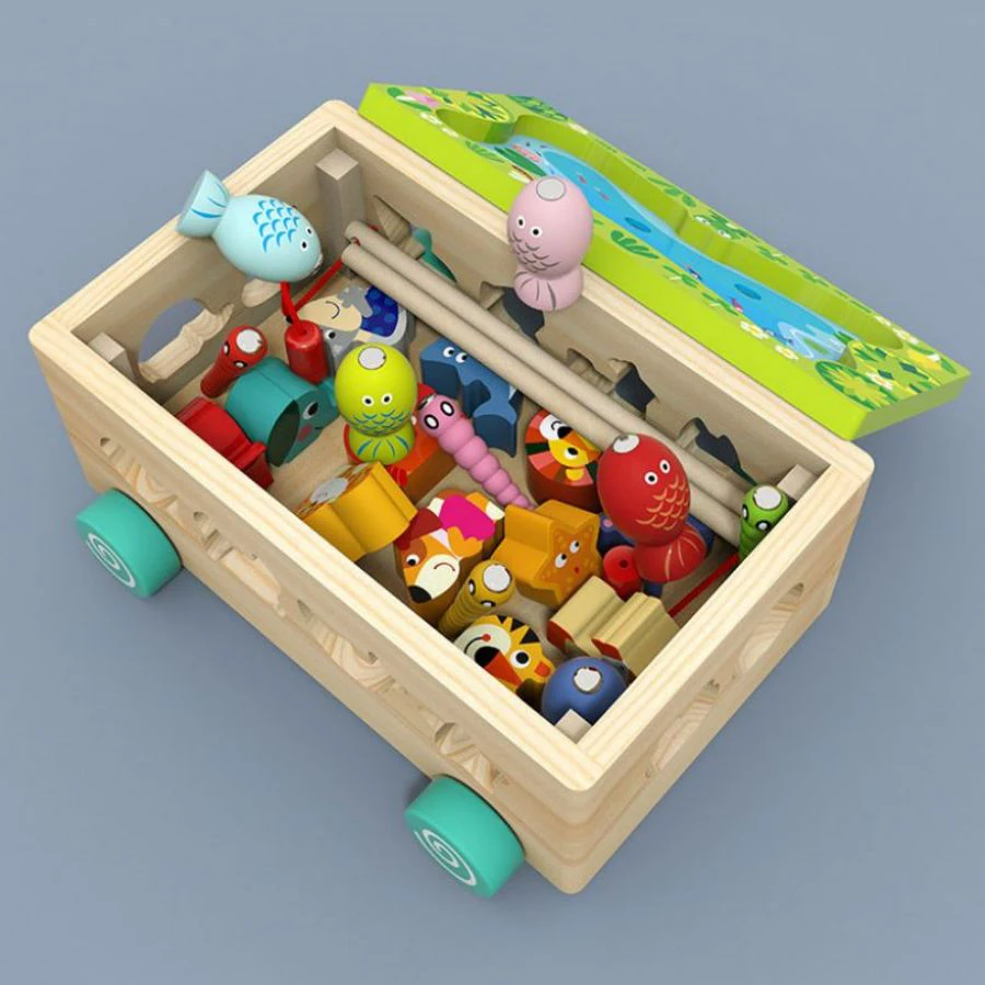 Wooden Shape Assortment Matching Children Farmer Orchard Fishing Fine Motor Sensory Toys Montessori educational Intelligence Car