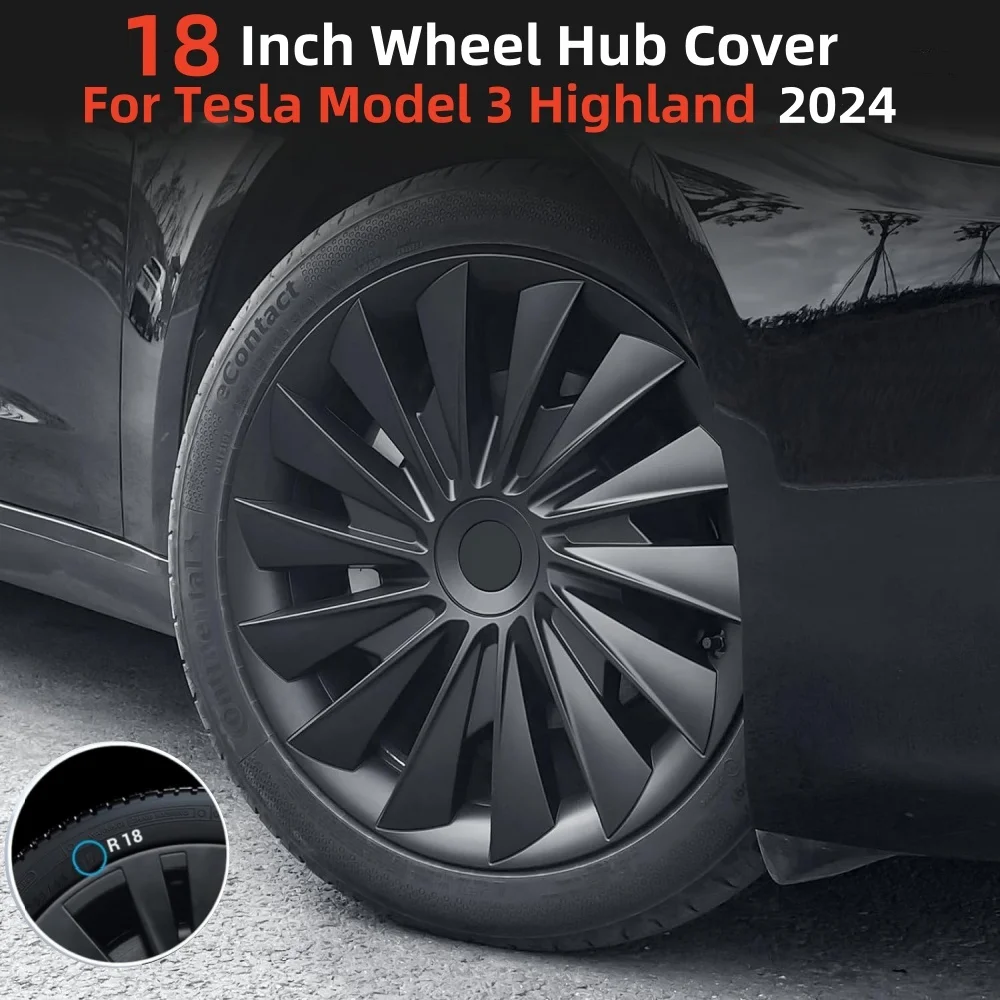 4pcs For Tesla Model 3 Highland 2024 Whirlwind style Wheel Cover,18 Inch Hubcaps Hub Protector Replacement Accessories