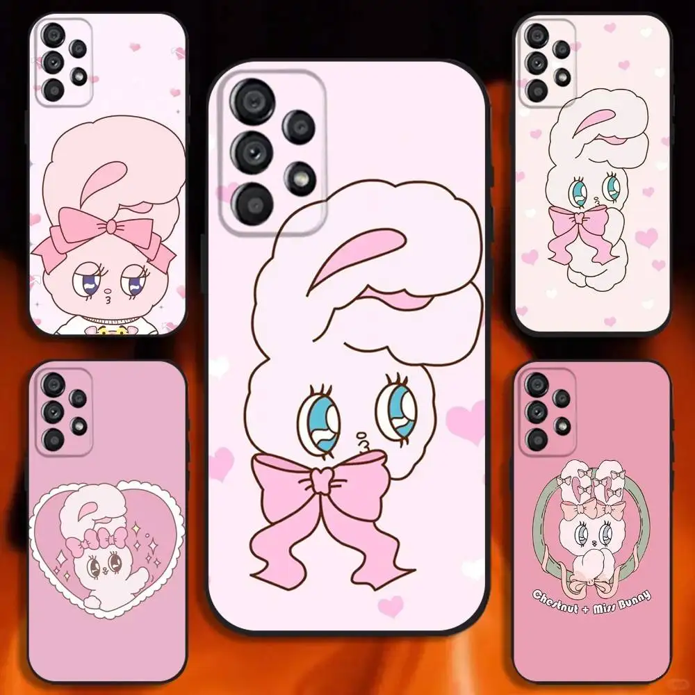

Корейский чехол для телефона E-Esther B-Bunny для Samsung Galaxy A20, A21s, A22, A31, A32, A52, A53, A72, 73, A80 Мягкий черный чехол