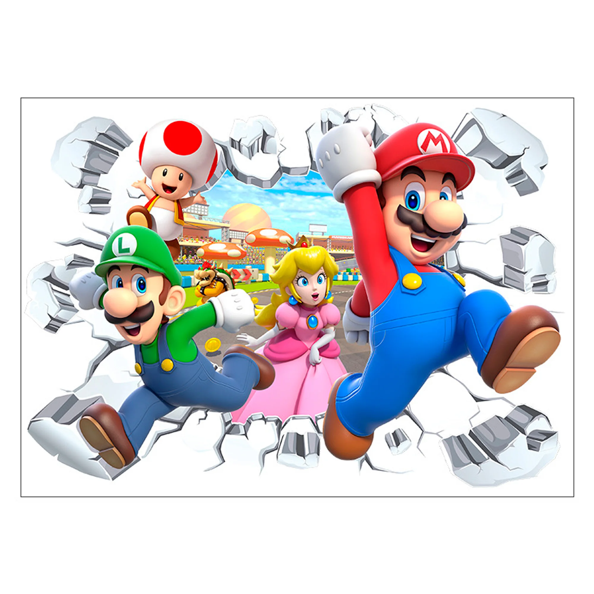 Mario Wall Stickers, 1 Pcs Decal for Party Decorations or Huge Posters for Boys Room Nursery Livingroom and Door (14'' x 23.2'')