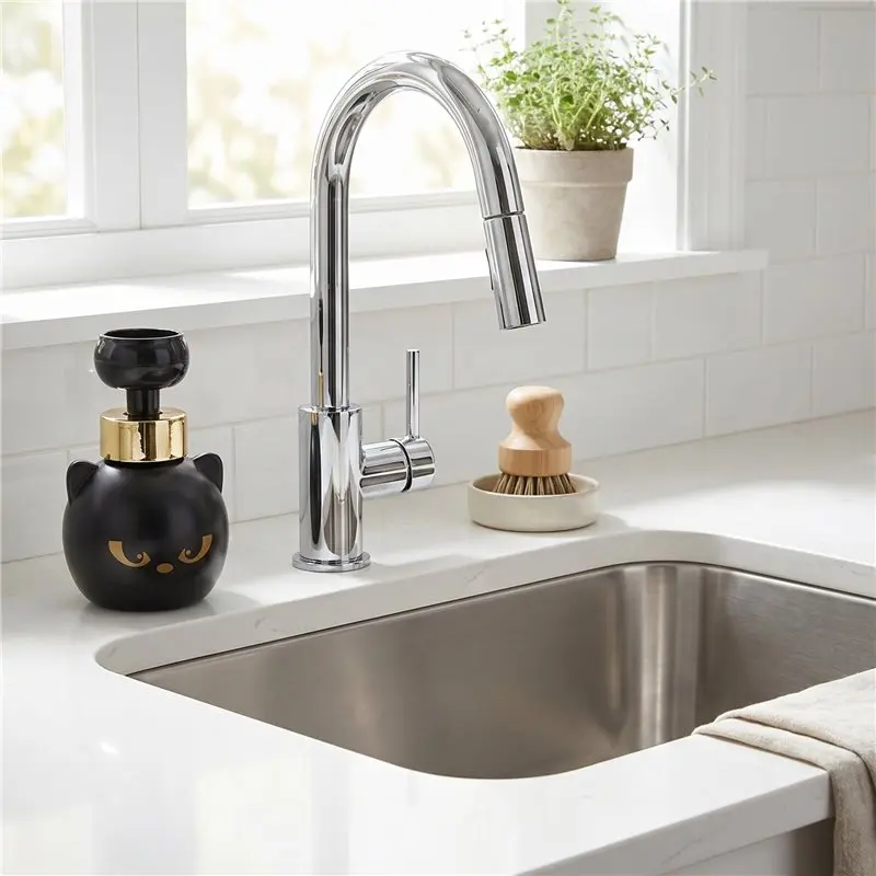 A55F-Cute Cat Paw Foam Soap Dispenser, Cat Foaming Pump Bottle Creates Claw Shaped Foam, Cat Claw Flower Foaming Soap Pump