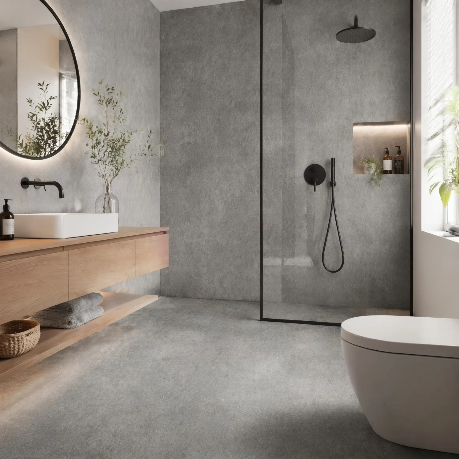 1PC 55CM  Wide Industrial Wind Self-adhesive Wallpaper Cement Gray Sticker Waterproof Retro Old Mottled Dark Gray Wallpaper