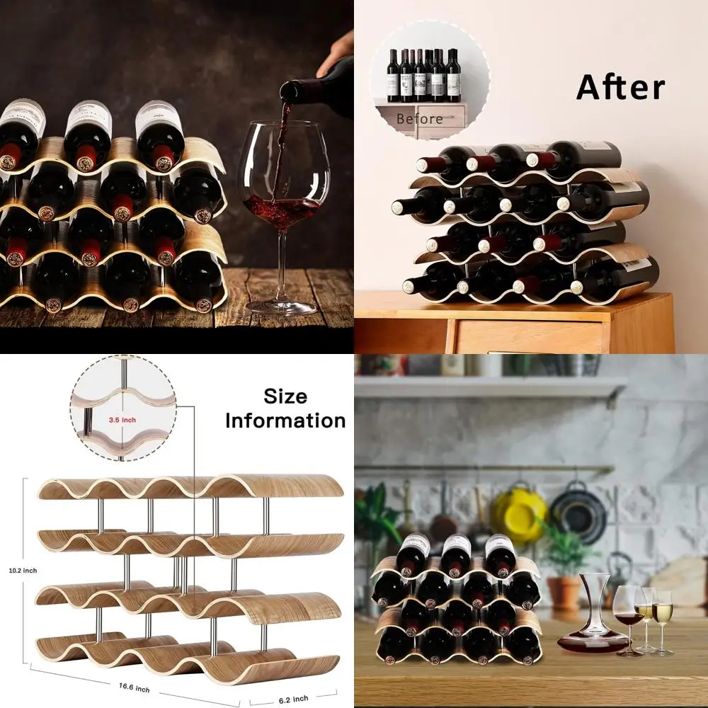 

4-уровневая деревянная винная полка - подставка для хранения 14 бутылок для домашней кухни, бара, шкафа, кладовой