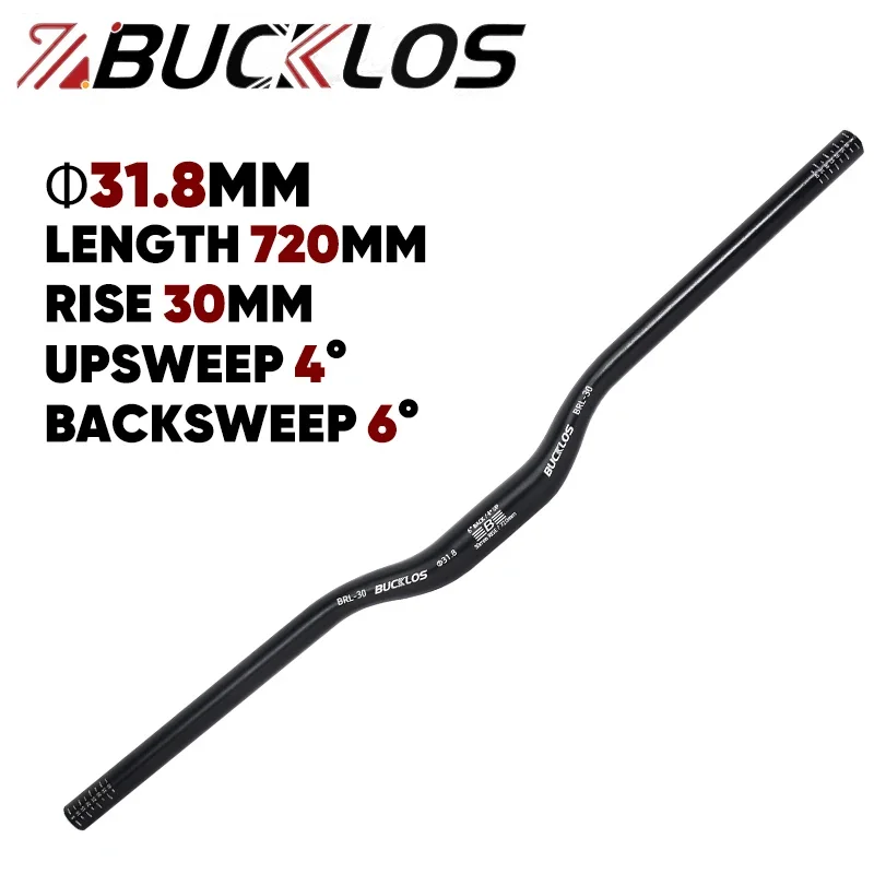 BUCKLOS Mountainbike Stuur 31.8mm 720mm 780mm MTB Riser Stuur Rise 30/50/90/120mm Aluminium Handelbar Fietsonderdelen
