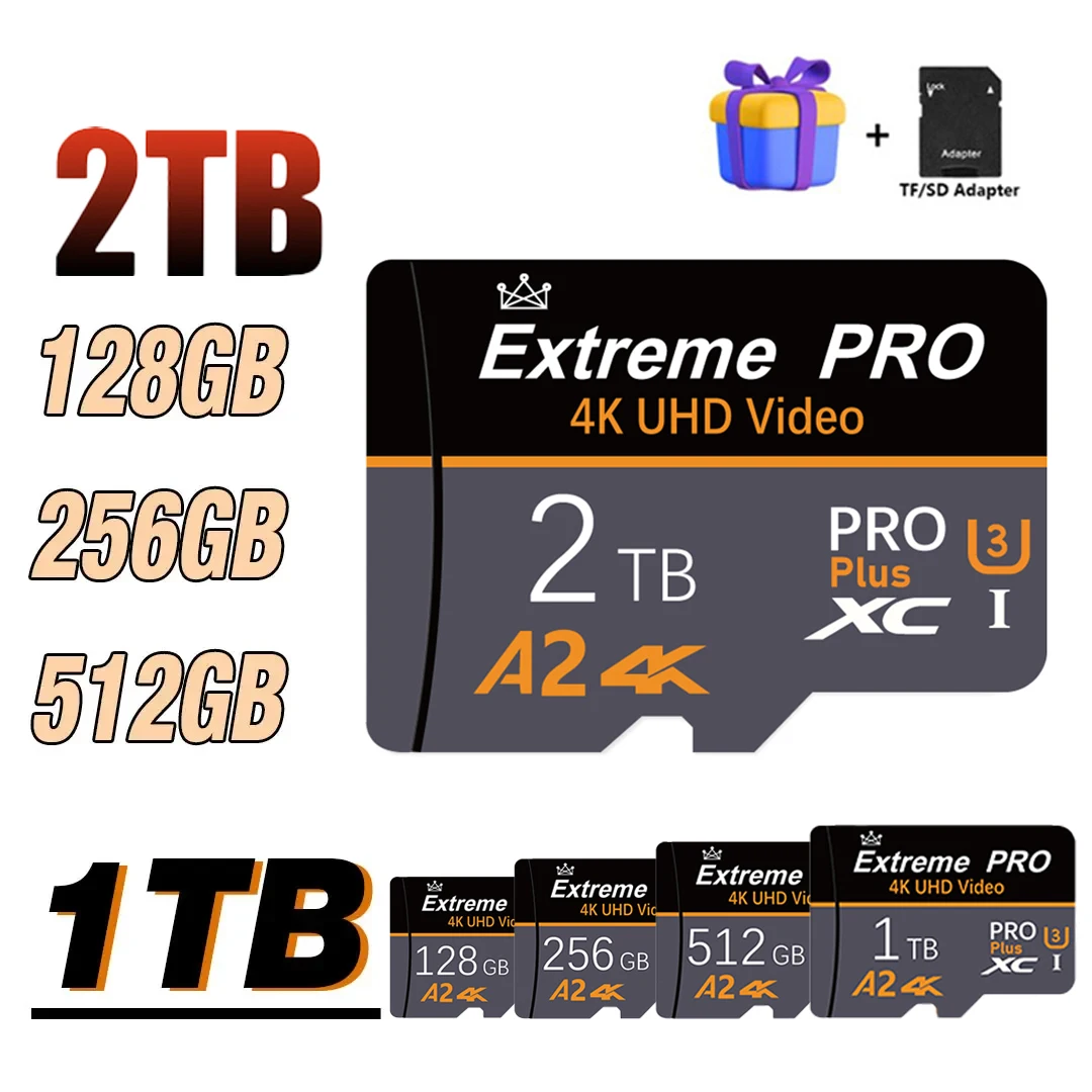 Memory Card 1TB 2TB 256GB 128GB Extreme Pro Mini SD Card U1 V10 Micro TF SD Card High Speed Flash Card For Phone Camera Drone