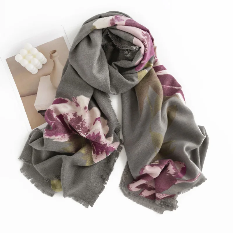 New Imitation Cashmere Thermal Scarf Long Printed Fashion Shawl Women's European and American Scarf High-end Scarf