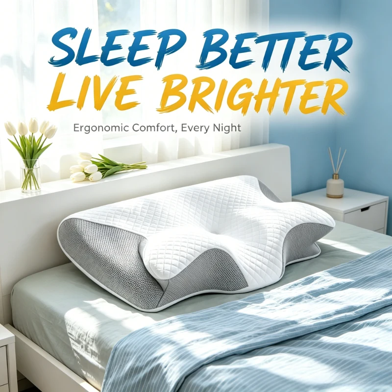 Oreiller de soutien cervical en mousse à mémoire de forme gris doux, coussin confortable pour soulager les douleurs cervicales et améliorer la qualité du sommeil globale