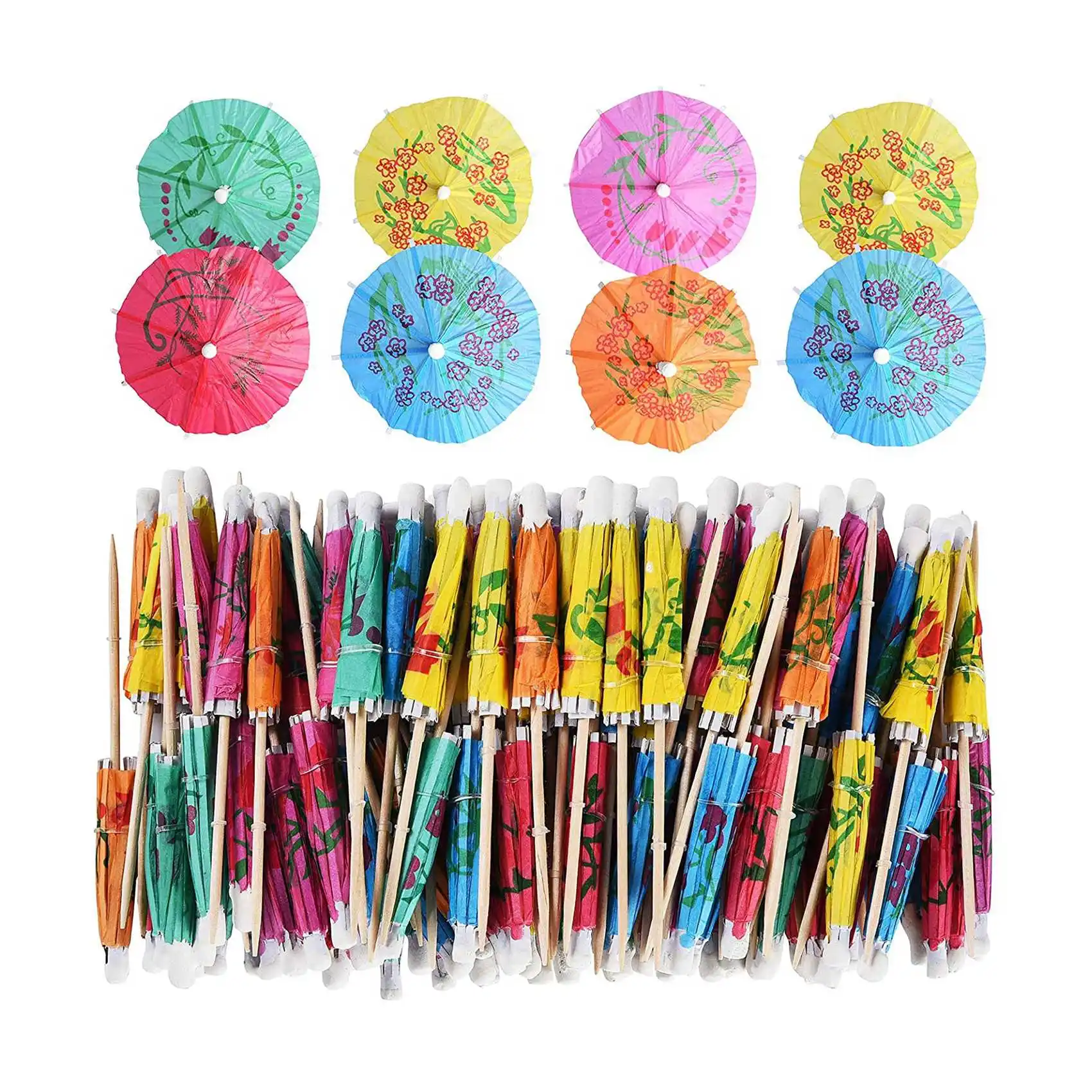 144Pcs Cocktail Umbrella for Drink&Food, Decorative Toothpicks for Party,Hotel, Restaurant,Tiki Bar,Hawaiian Party