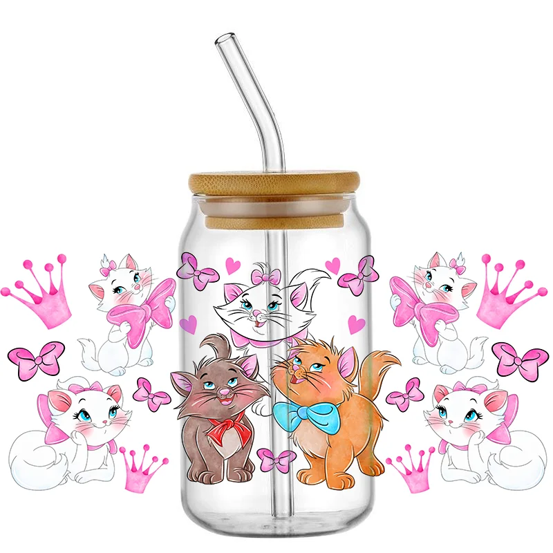 Miniso Cute Cartoon cat UV DTF Transfers Stickers Decals For Libbey Cold Cup Mug Tumbler Waterproof DIY Craft