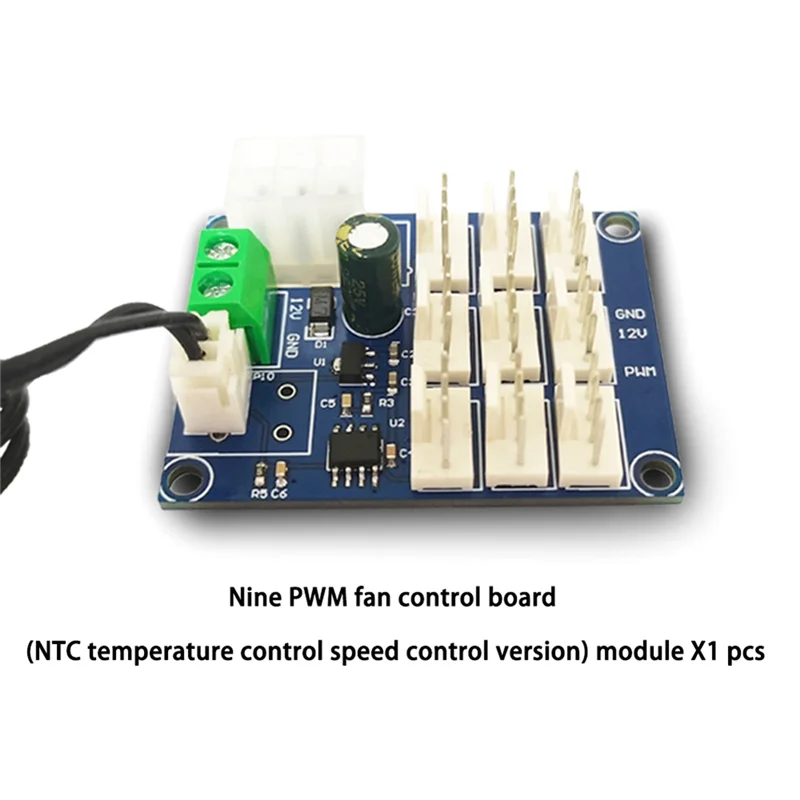 AED7-PWM Speed Controller 12V Temperature Measurement Control NTC Control Computer Case Fan Multi-Circuit Speed Controller Durab