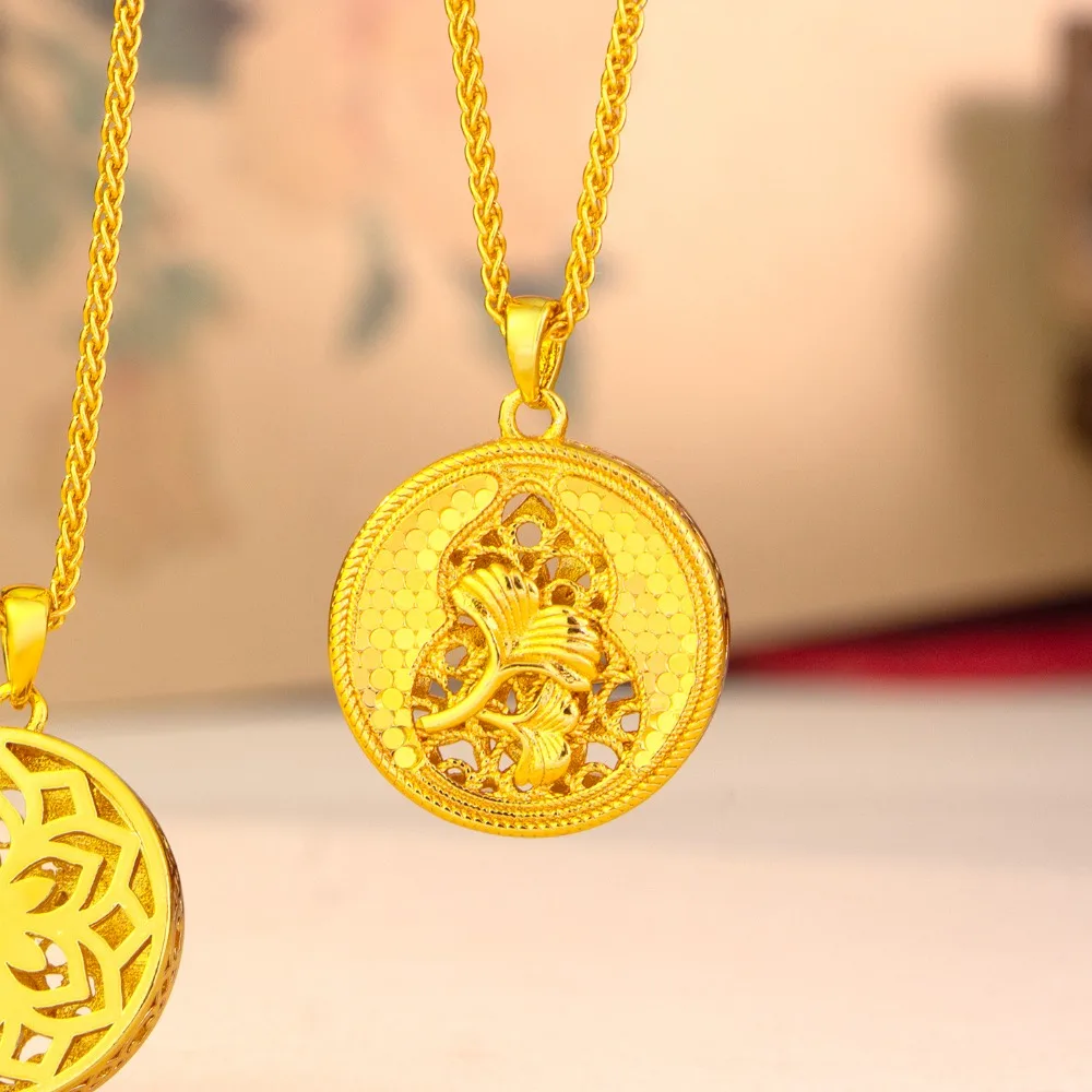 Hollow ginkgo leaf broken ice gourd necklace female ancient method small crowd 9999gold