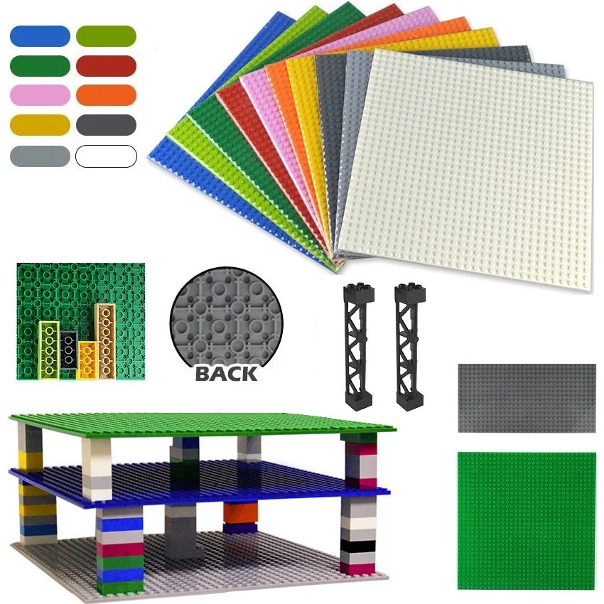 แผ่นฐานสองด้าน 32x32 16x32 แผ่นฐานคลาสสิกสองด้าน บล็อกพลาสติก DIY ตัวต่อ บล็อกแบบประกอบเอง ใช้ได้กับแบรนด์ต่างๆ