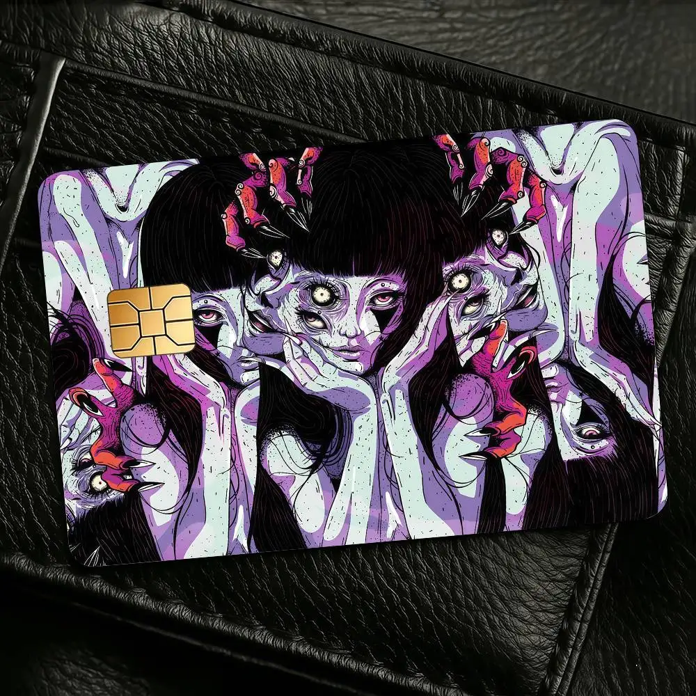 J-Junji I-Ito Credit Skin Cover Card Stickers 4PCS Film Bus Pass Front Decoration Bank Debit Waterproof