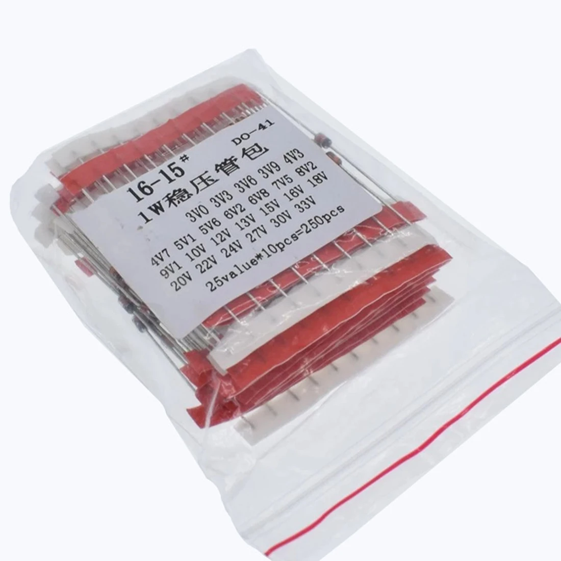 ABYL 250 PCS 1 W Diodo Zener Kit Sortido 3 V-33 V, 25 Valores Conjunto Sortido, Componente Eletrônico Kit DIY 1N47