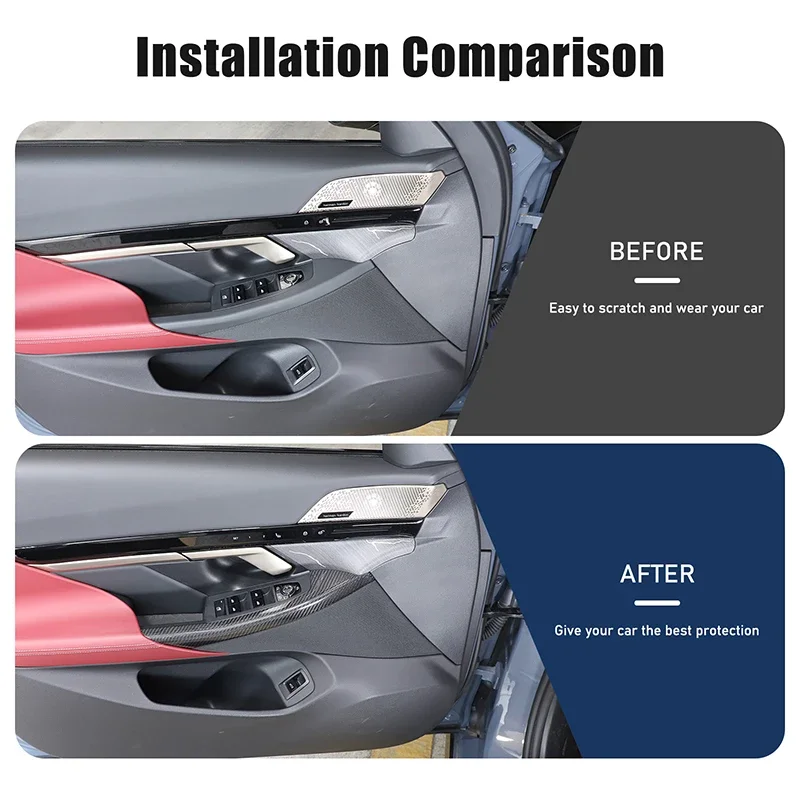 ألياف الكربون الحقيقية 2 قطعة لسيارات BMW 5 Series G60 2024 + زجاج السيارة رفع الإطار الخارجي لوحة ملصقات الزخرفية الملحقات الداخلية