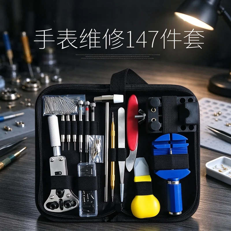 147 Pieces Watch Repair Tool Set, Professional Watchmaker Kit, Watch Case Opener & Bar Remover for Watch & Clock Maintenance
