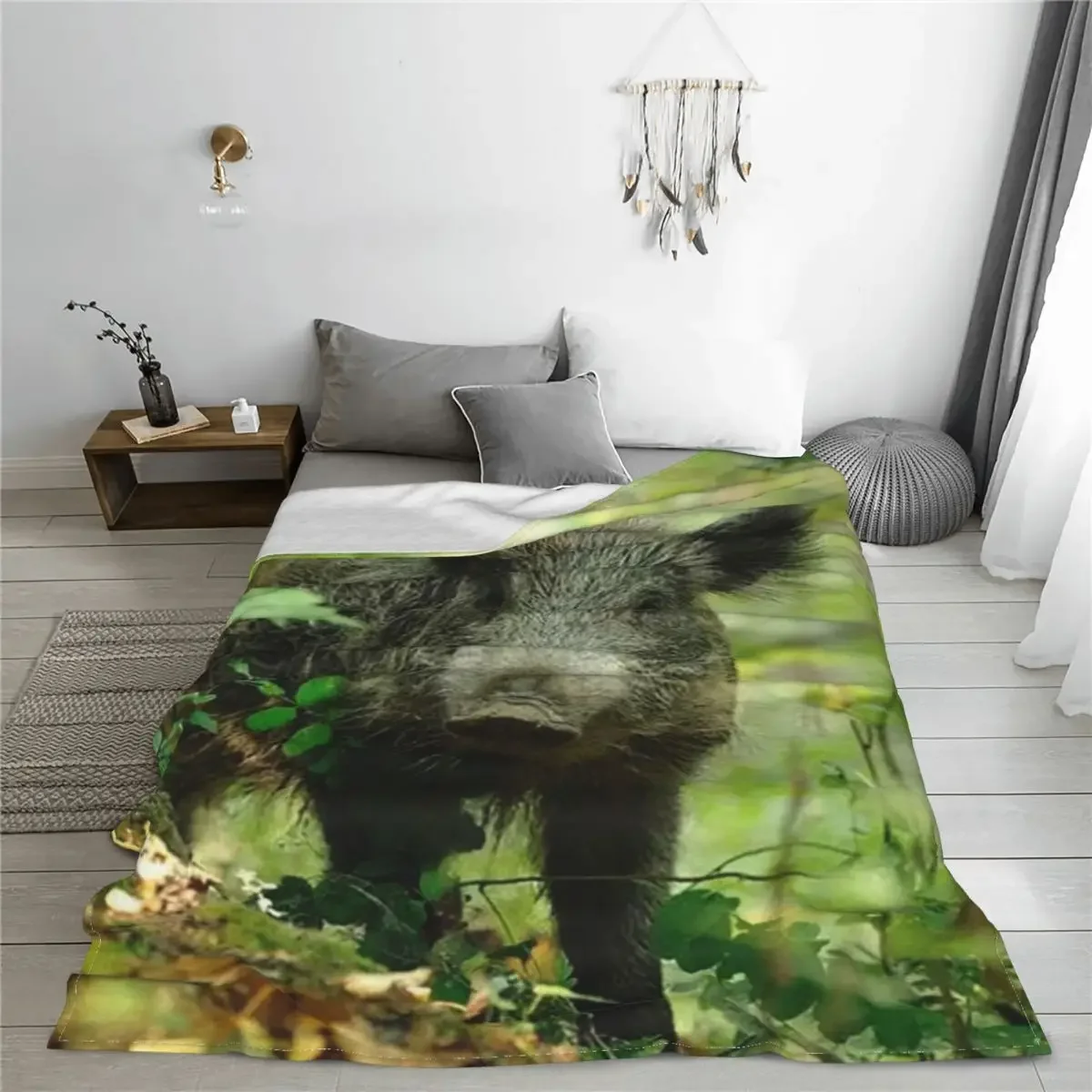 Wild Boar Hunting Pig Blanket Fleece animal nature Lightweight Thin Throw Blankets for Bedding Couch Bed Rug