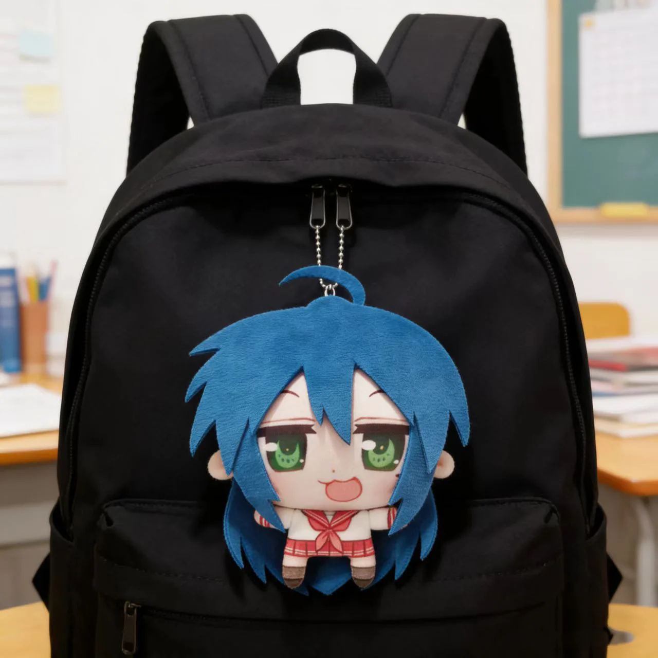 New model Anime Lucky Stars Plush Pendant 12cm Izumi Konata Flat Body Doll Cute Cotton Merchandise Pendant Plush Keychain Doll T