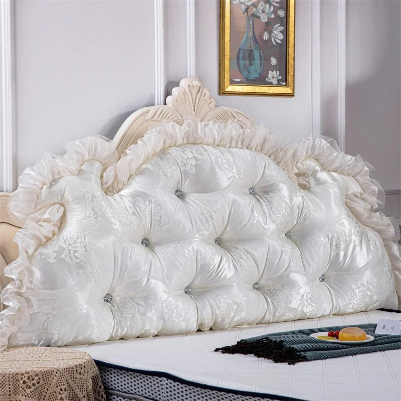 Princess Style Bed Head Pillow Soft Plush Tatami Double Size Backrest Cushion Bedroom Decor Triangular Shape European Style