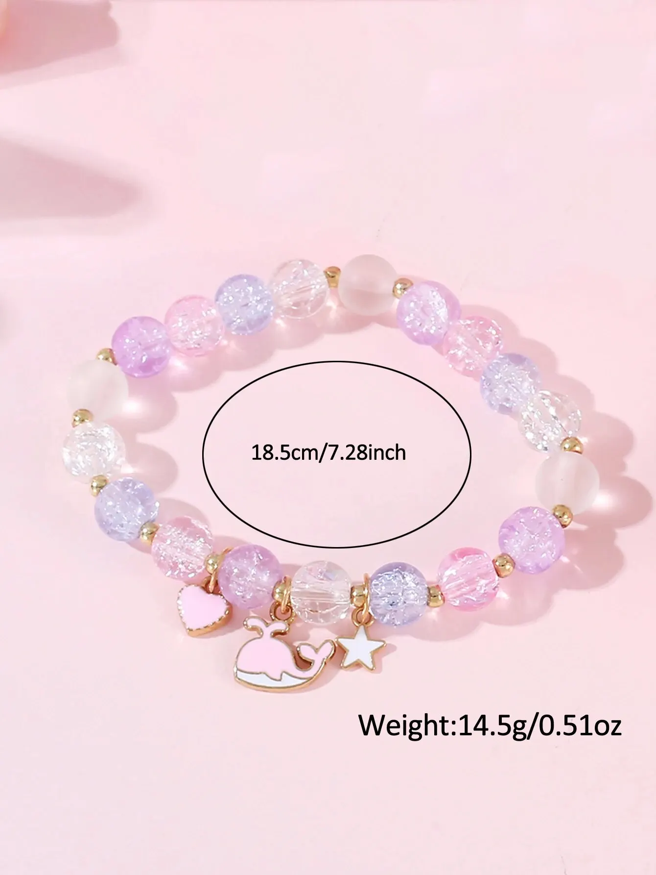 1PCS Girl Cute Student Little Fresh Unicorn Pink Light Quartz Silicone Watch +1Pcs Burst Bead Bracelet +1Pcs Pink Box Set