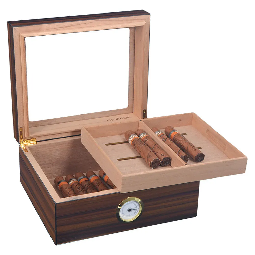 Cigar humidor with cedar wood, easy to store, double sealed cigar box, household cigar humidor
