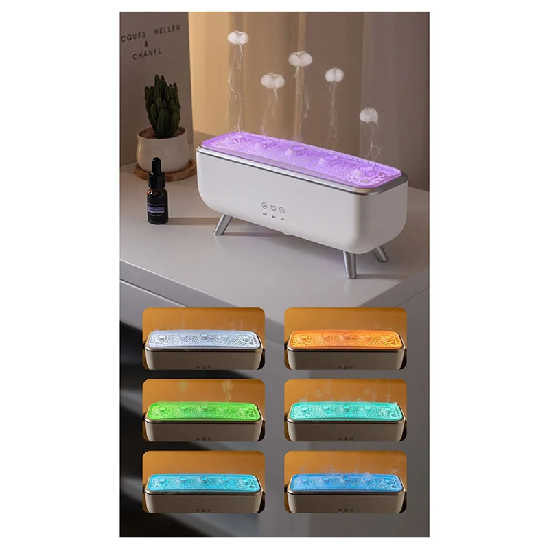 

KYCOR-Jellyfish Decompression Effect Diffuser Simulation Flame Aroma Diffuser Colorful Lighting Humidifier For Office EU Plug
