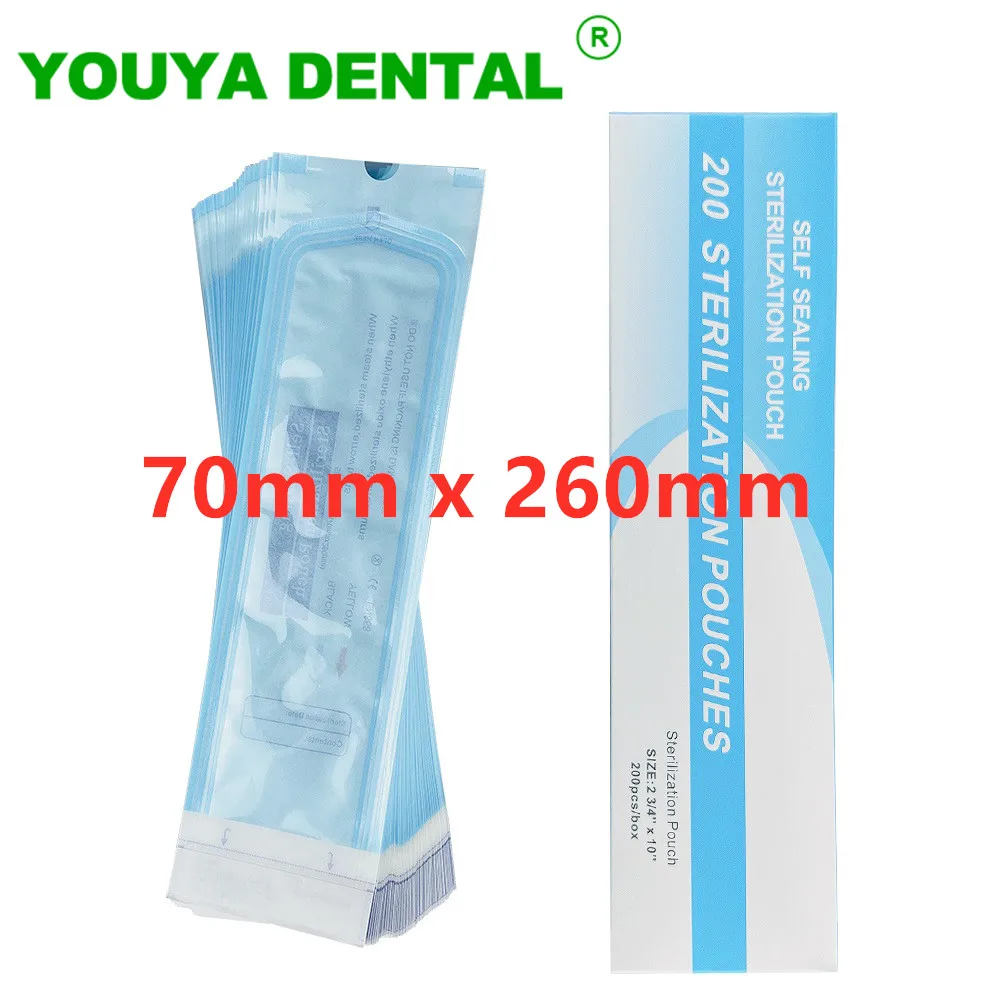 

200pcs/box Disposable Self Sealing Sterilization Pouches Sterilizer Bags Pouch Dental Instruments Clinic Consumables 70x260mm