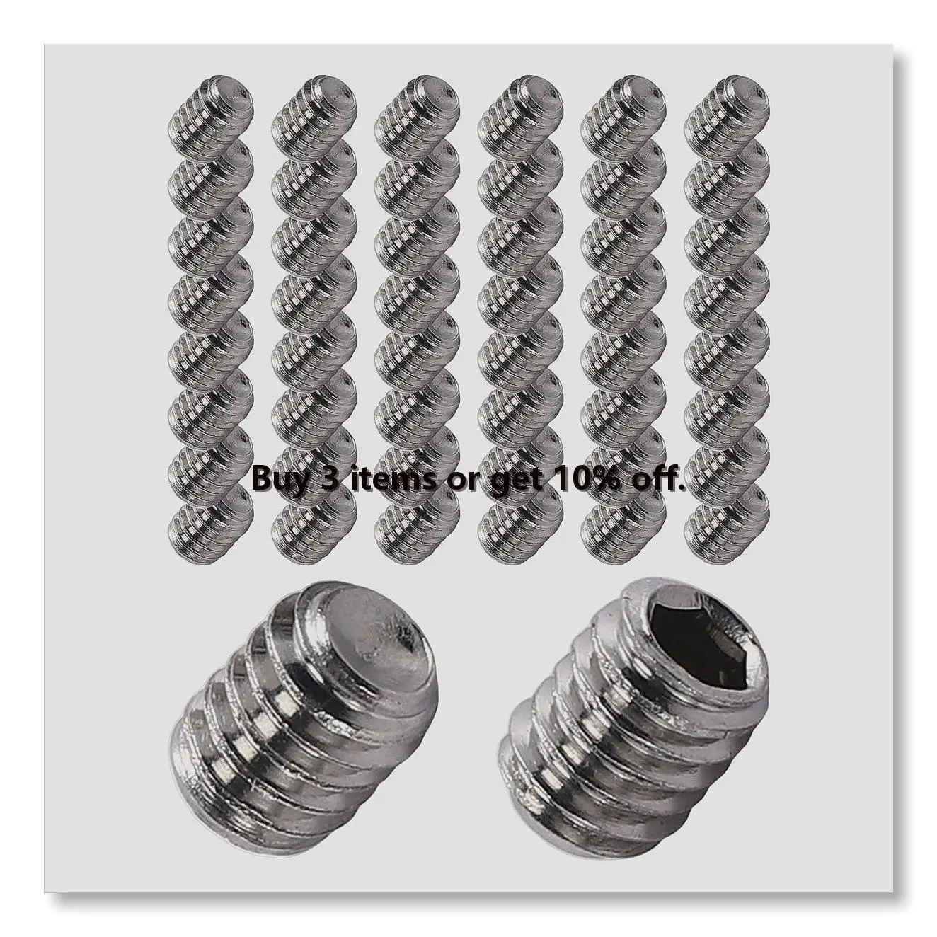 ✼50Pcs M2.5 x 3mm Stainless Steel Hex Socket Set Grub Screws Headless Cup Point