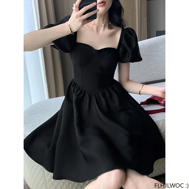 French Design Little Black Dresses New 2023 Party Meeting Date Girls Slim Fitted A Line Cute Mini Dress Dresses AliExpress