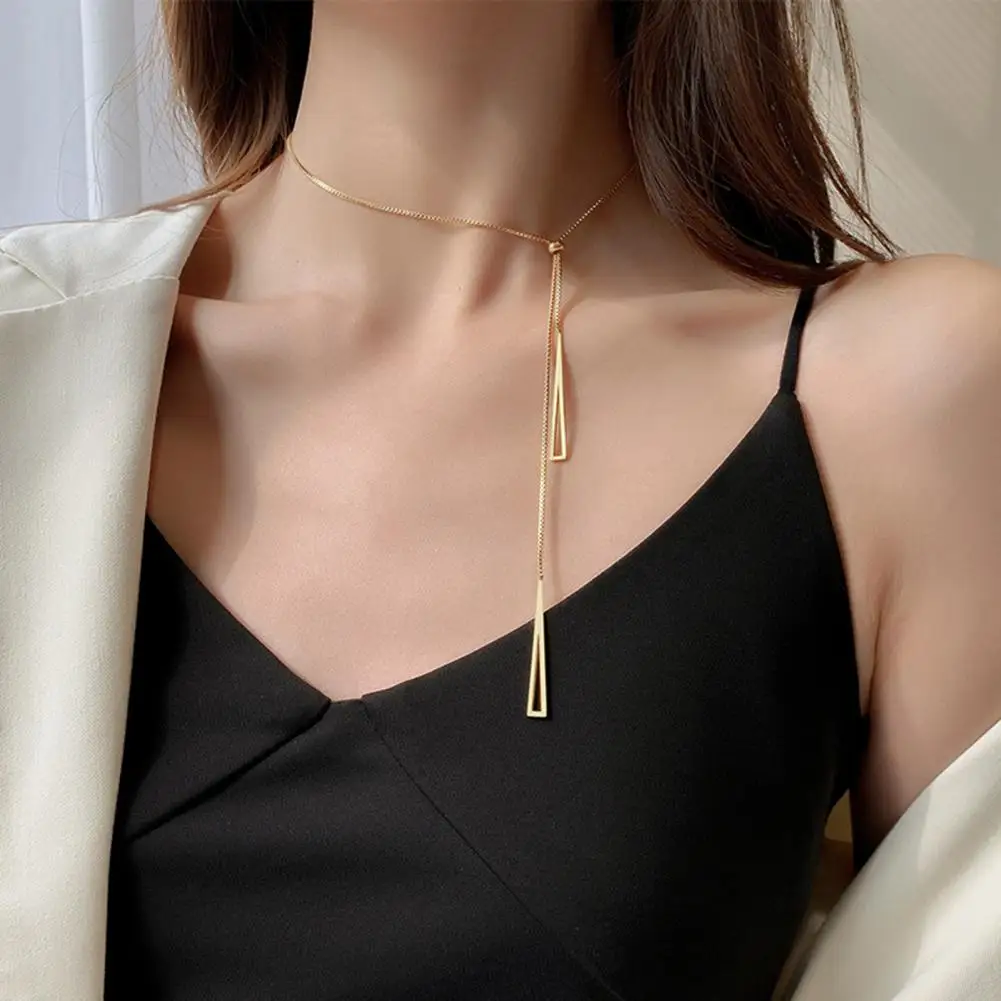 Perfect Gift Alloy Rhinestone Chain Tassel Long Necklace Jewelry Accessory
